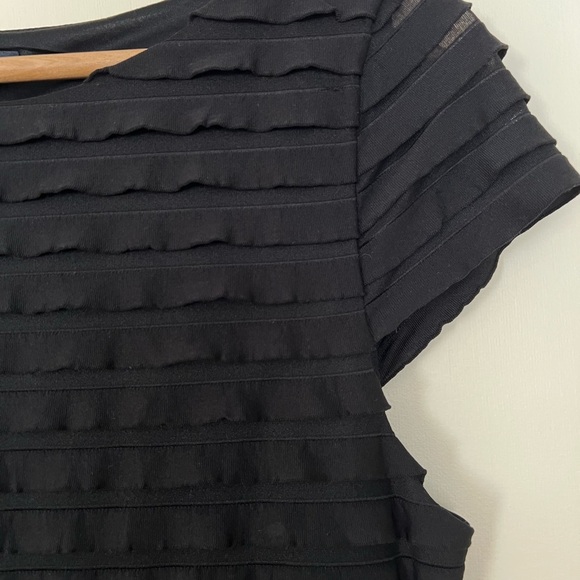 Banana Republic Womens Black Tiered Ruffle Dress Small Sheath Cocktail Stretch - Picture 6 of 15